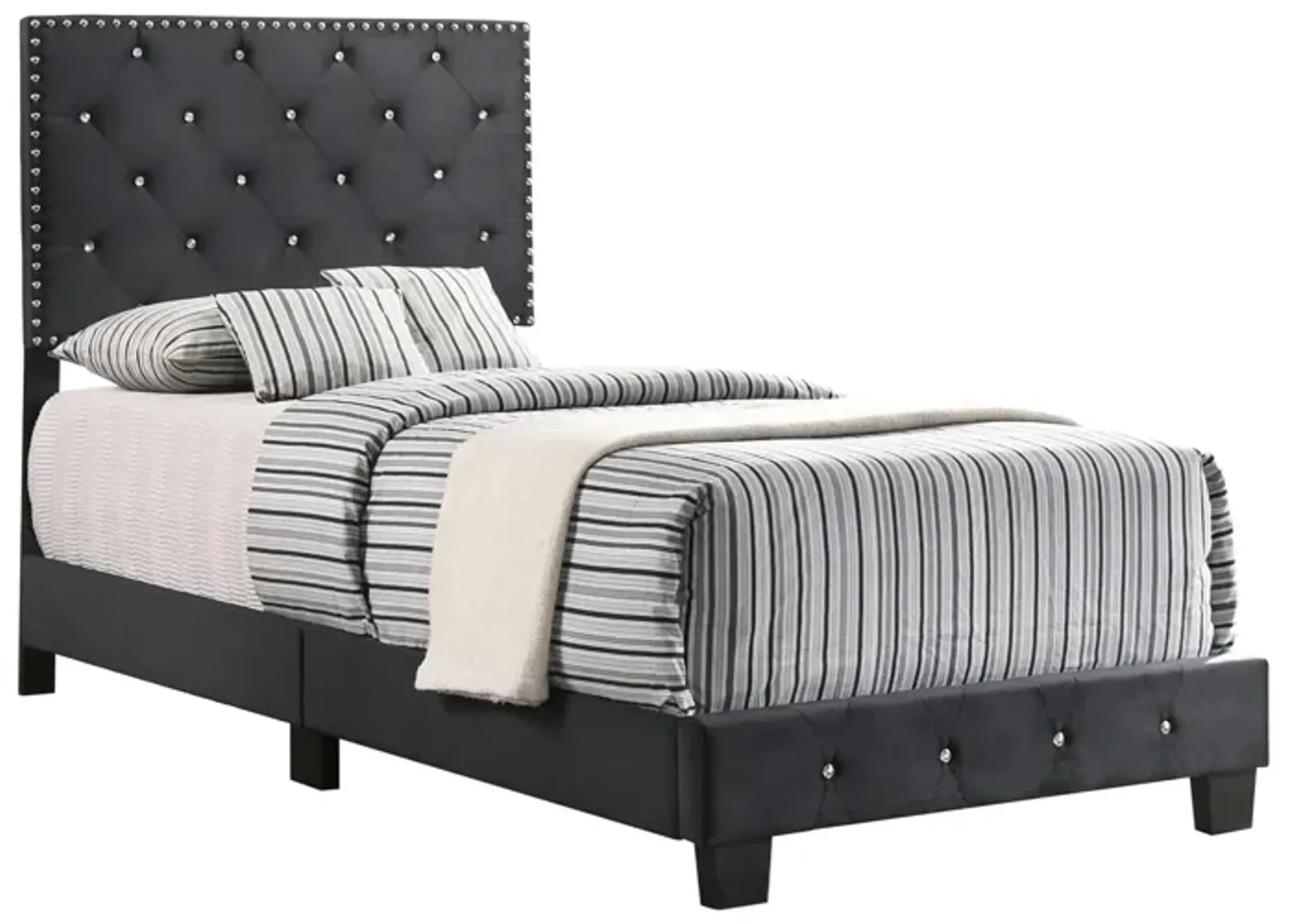 Suffolk Upholstered Panel Bed in Black by Glory Furniture