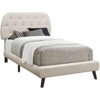 Nicki Upholstered Bed in Beige w/wood legs by Monarch Specialties