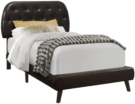 Nicki Upholstered Bed in Brown w/wood legs by Monarch Specialties