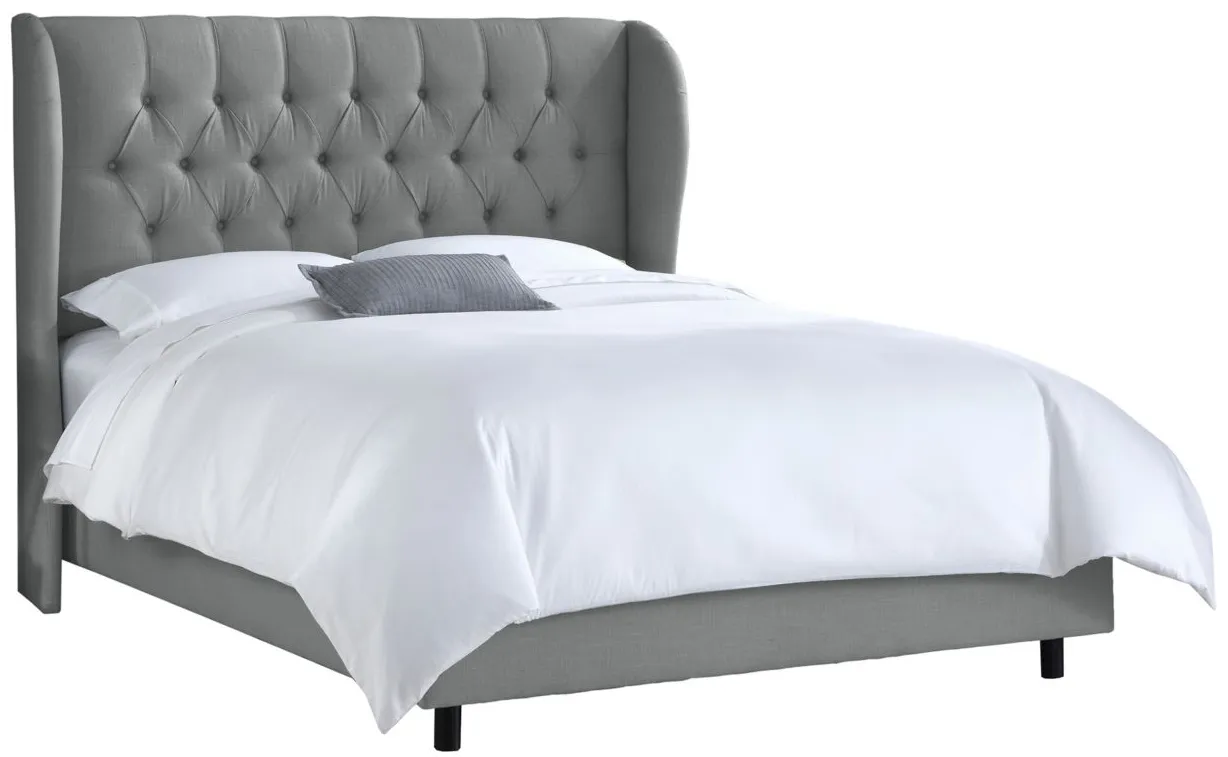 Thayer Wingback Bed in Linen Gray by Skyline