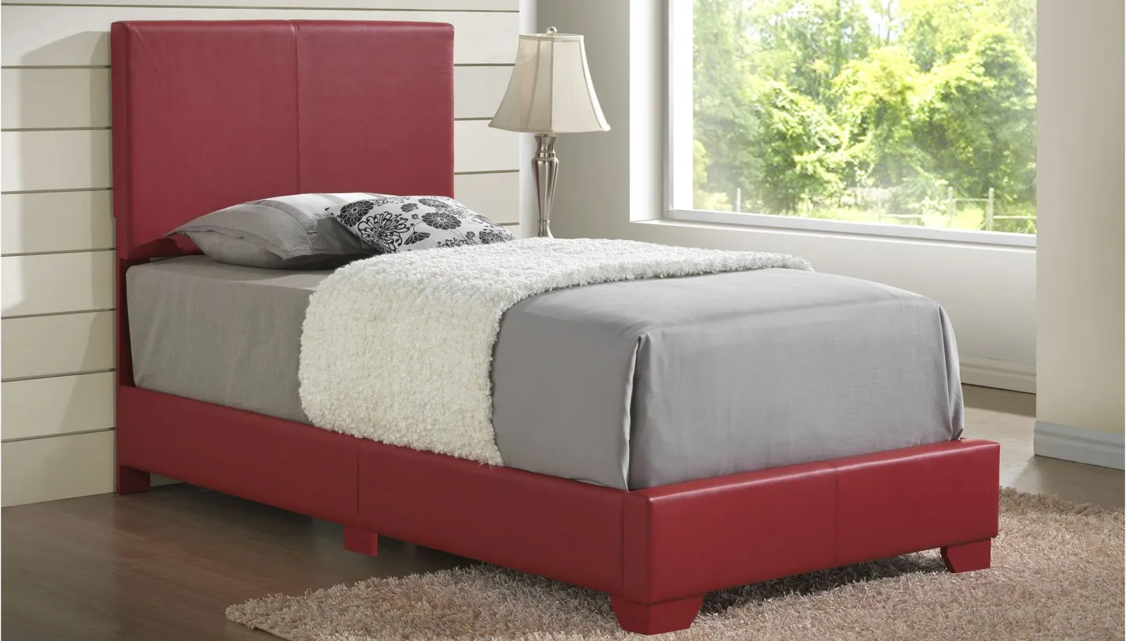 Aaron Upholstered Panel Bed in Red by Glory Furniture