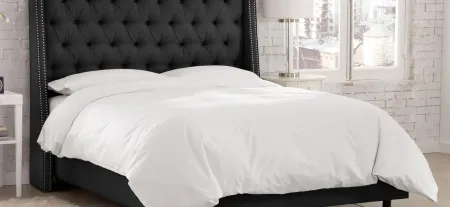 Sheridan Wingback Bed in Linen Black by Skyline