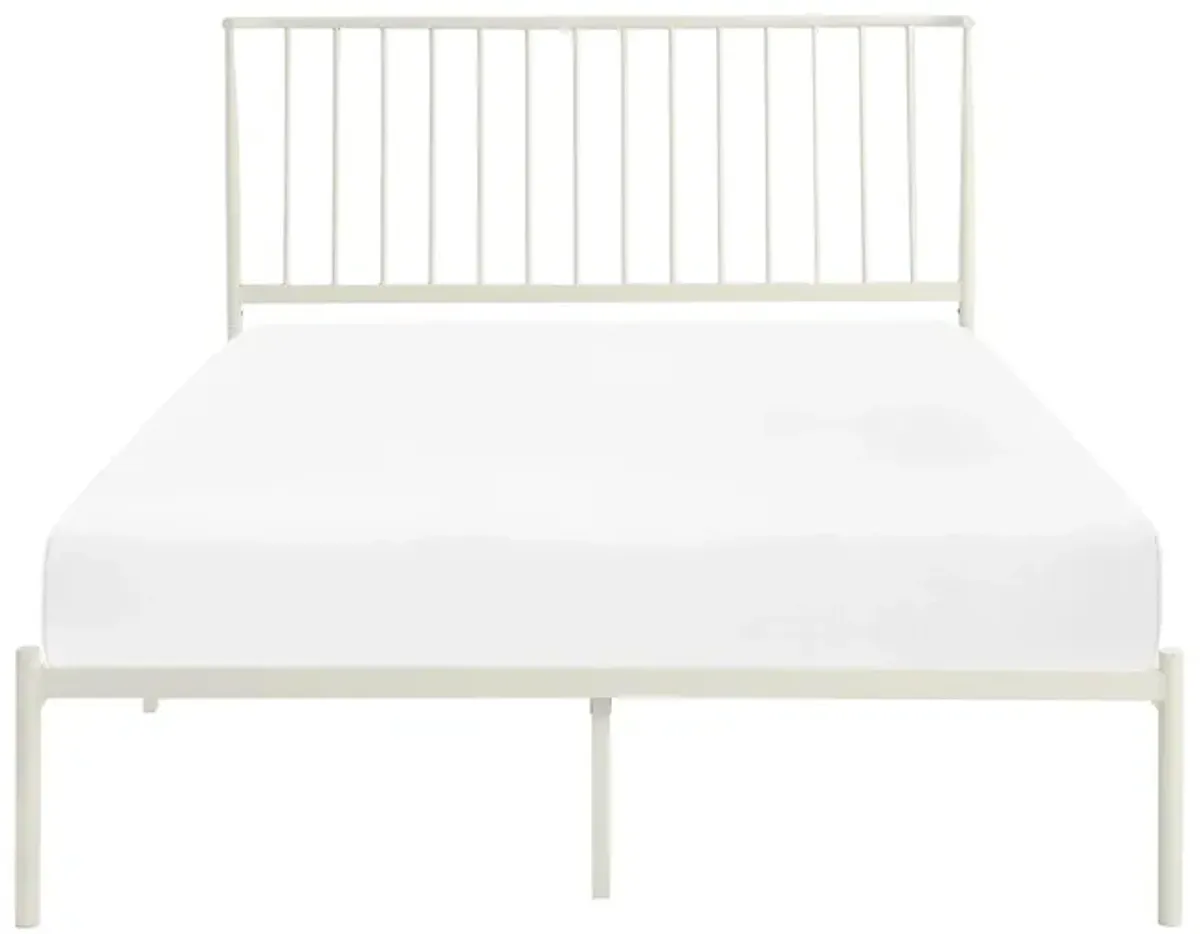 Fawn Twin Metal Platform Bed in White by Homelegance