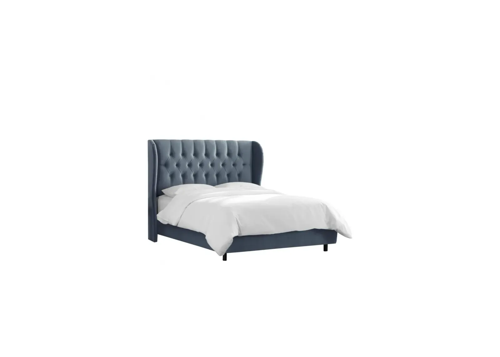 Thayer Wingback Bed in Velvet Ocean by Skyline