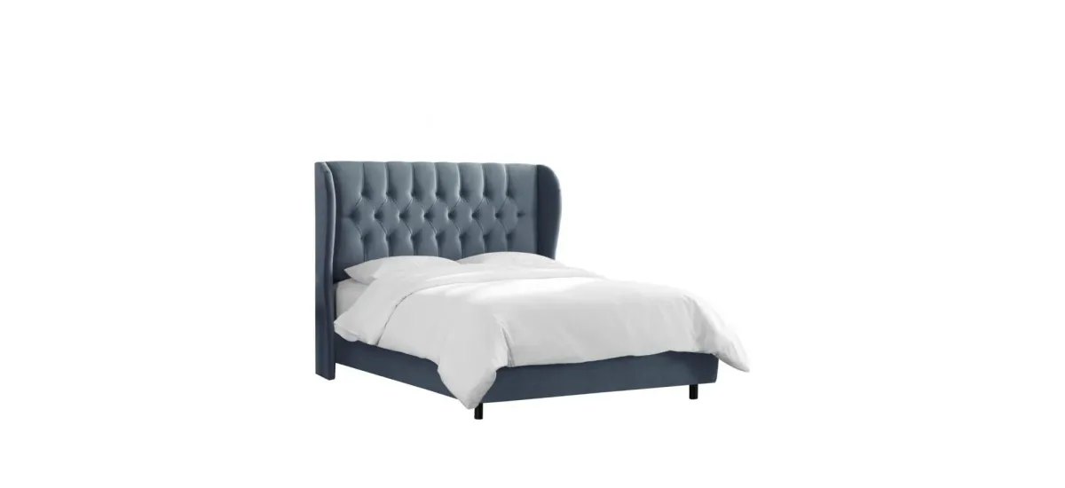 Thayer Wingback Bed in Velvet Ocean by Skyline