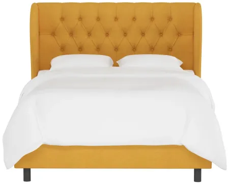 Thayer Wingback Bed in Linen French Yellow by Skyline
