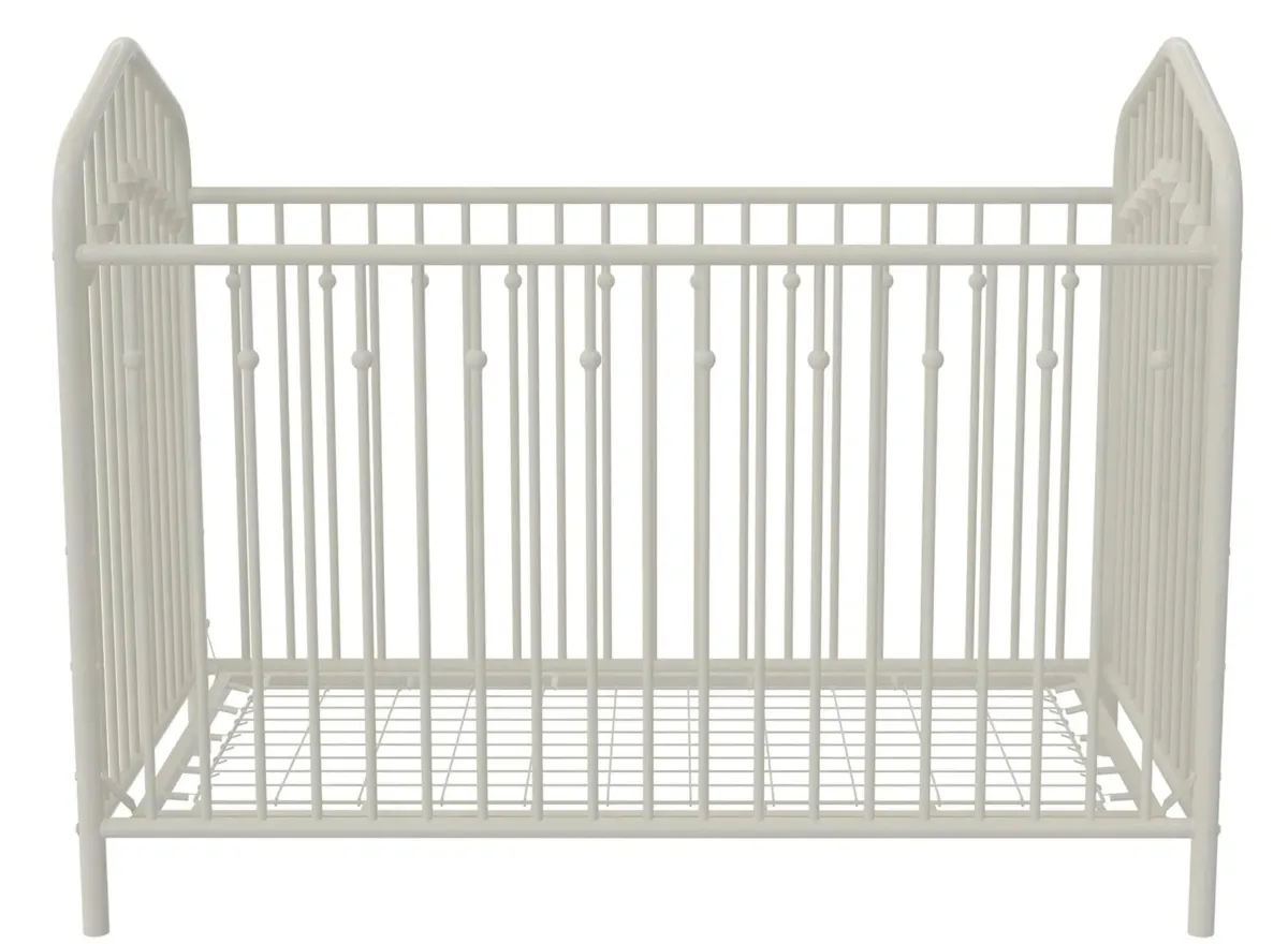 Bushwick Metal Crib with Adjustable Mattress Height in Off White by DOREL HOME FURNISHINGS