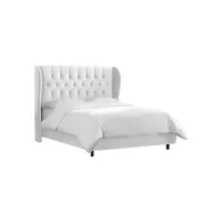 Thayer Wingback Bed in Velvet White by Skyline