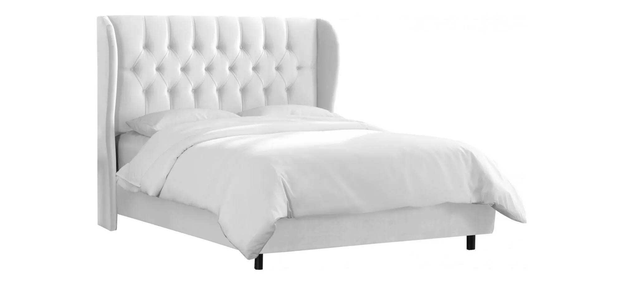 Thayer Wingback Bed in Velvet White by Skyline