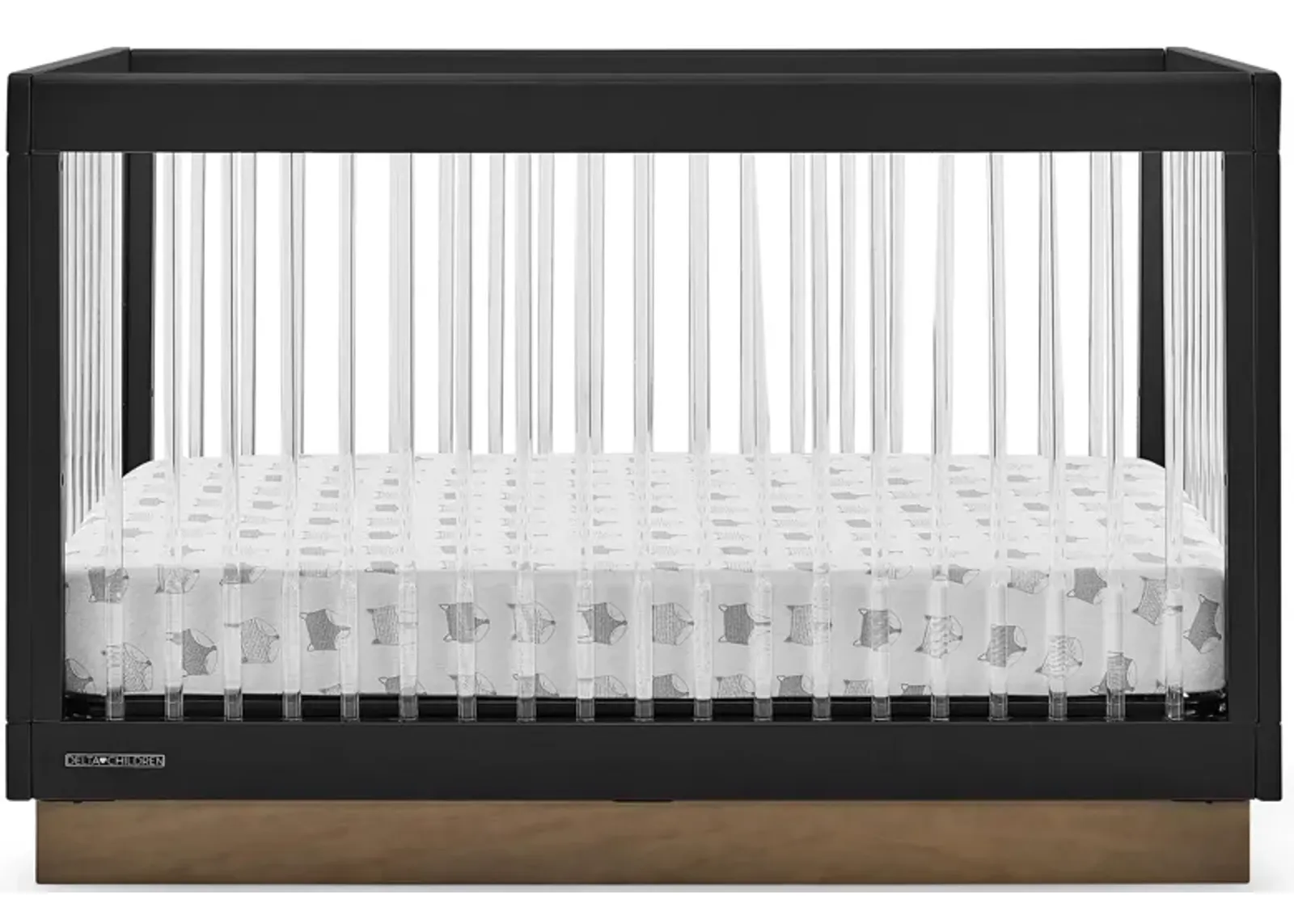 James Acrylic 4-in-1 Convertible Crib By Delta Children in Midnight Gray/Acorn by Delta Children