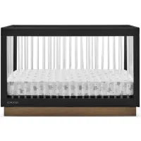 James Acrylic 4-in-1 Convertible Crib By Delta Children in Midnight Gray/Acorn by Delta Children
