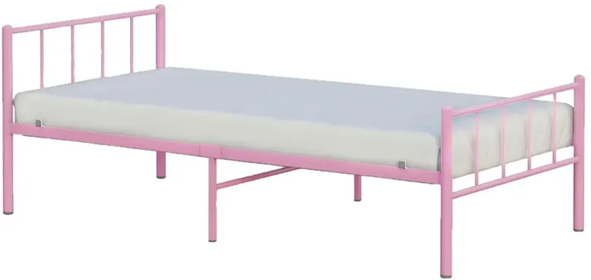 Austin Metal Twin Bed in Pink by BK Furniture