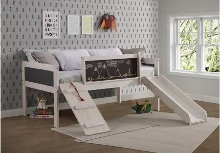 Art & Play Novelty Junior Low Loft Bed & 2 Toy Boxes in White Wash by Donco Trading