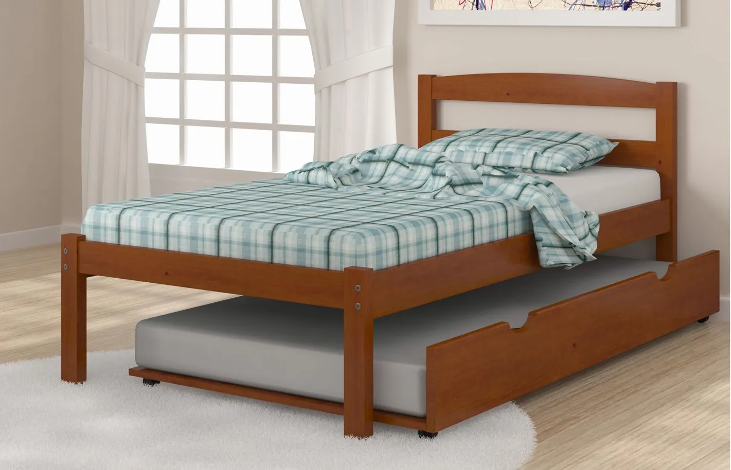 Econo Scandinavian Bed with Twin Trundle in Espresso by Donco Trading