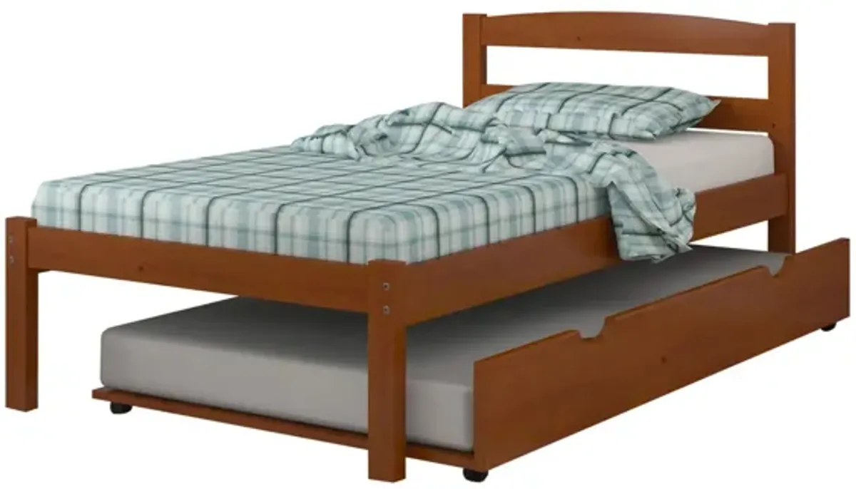 Econo Scandinavian Bed with Twin Trundle in Espresso by Donco Trading