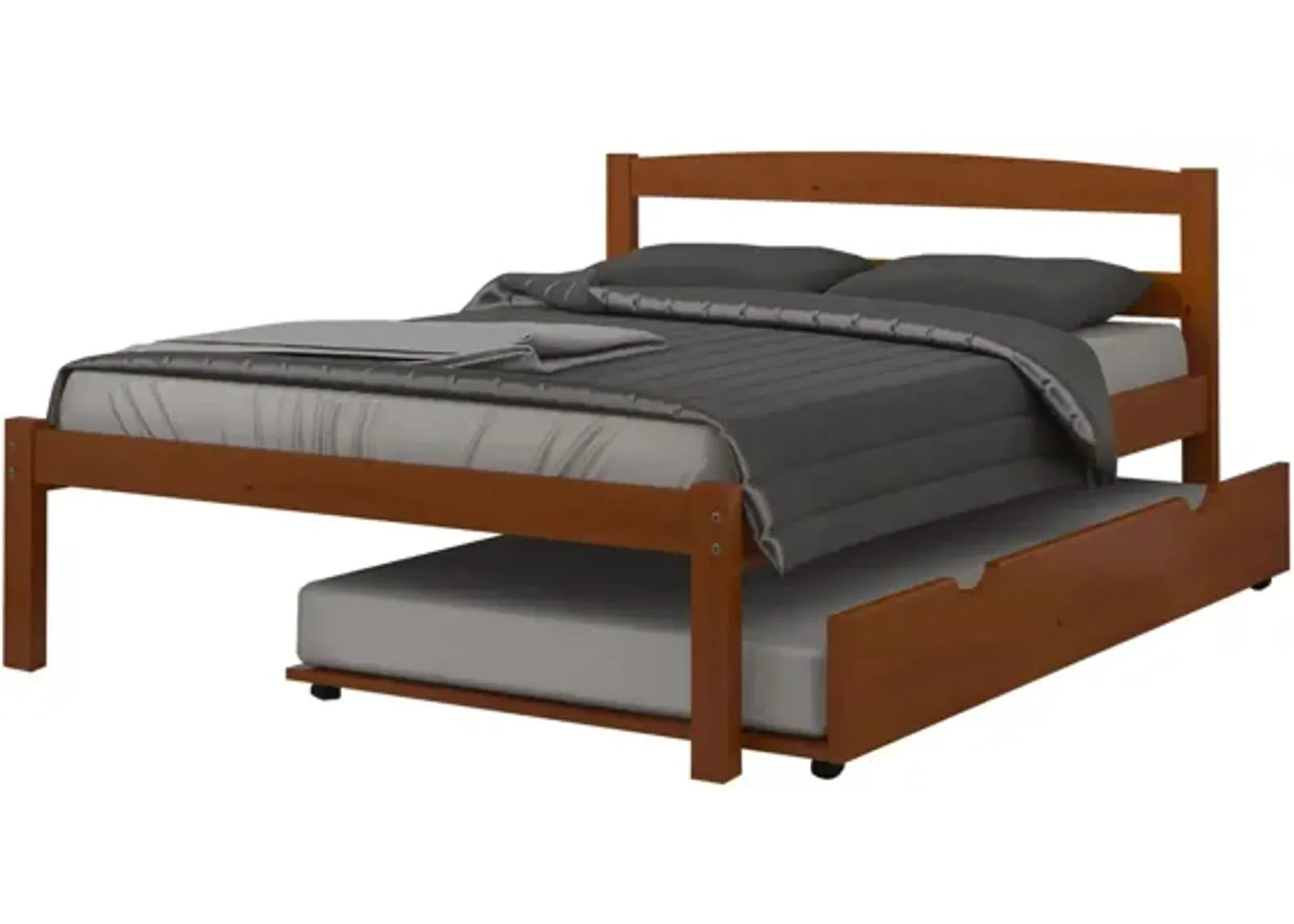 Econo Scandinavian Bed with Twin Trundle in Espresso by Donco Trading