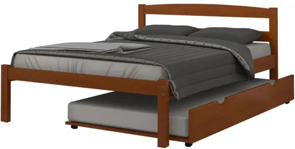 Econo Scandinavian Bed with Twin Trundle in Espresso by Donco Trading