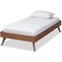 Lissette Mid-Century Twin Size Platform Bed Frame in Ash Walnut by Wholesale Interiors