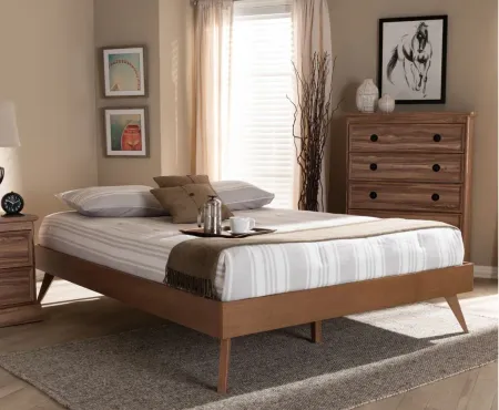Lissette Mid-Century Full Size Platform Bed Frame in Walnut by Wholesale Interiors