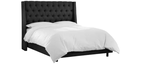 Sheridan Wingback Bed in Linen Black by Skyline