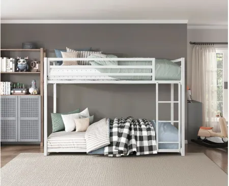 Winfield Twin Over Twin Metal Bunk Bed in White by Homelegance