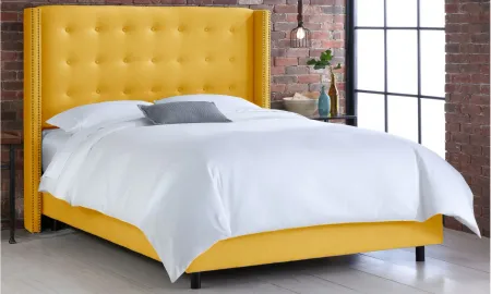 Cranford Wingback Bed in Linen French Yellow by Skyline