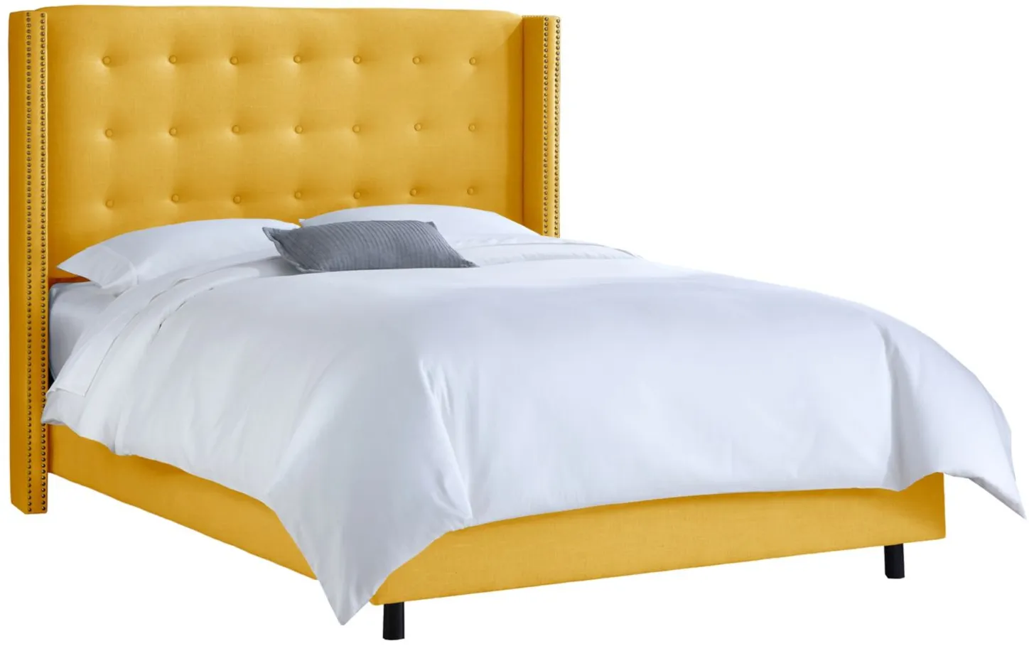 Cranford Wingback Bed in Linen French Yellow by Skyline