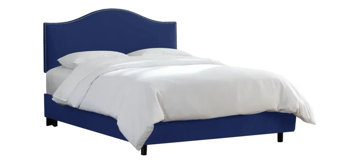 Alexander Bed in Velvet Navy by Skyline