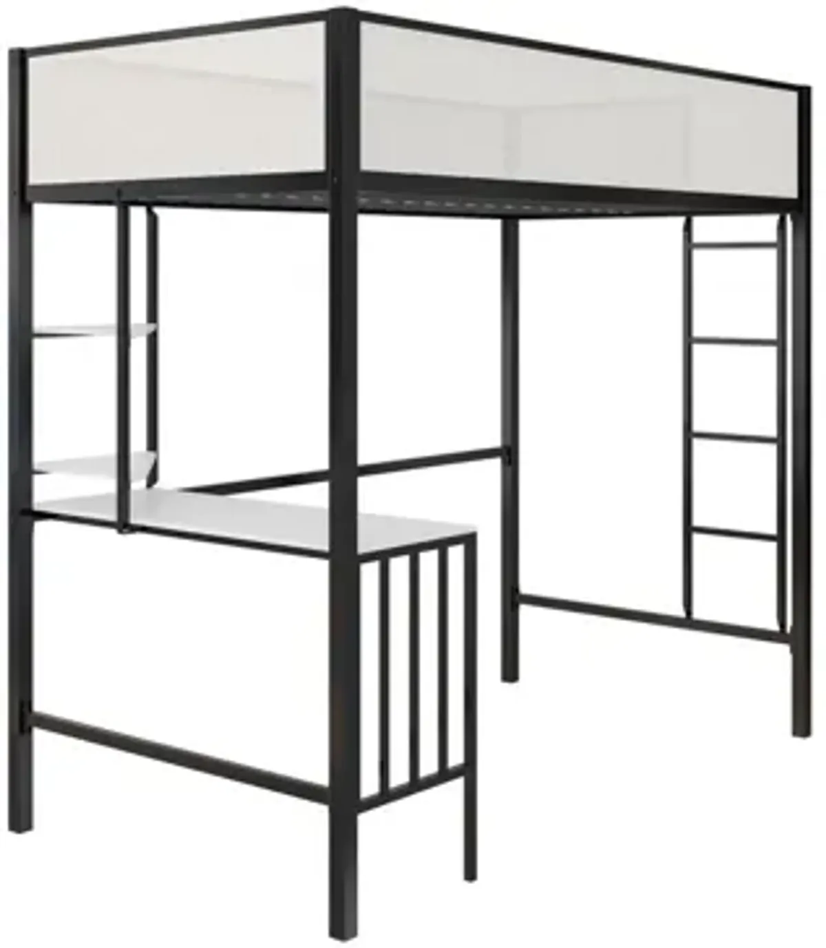 Axel Metal Bed with Desk and Shelves in Black by DOREL HOME FURNISHINGS