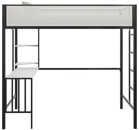 Axel Metal Bed with Desk and Shelves in Black by DOREL HOME FURNISHINGS
