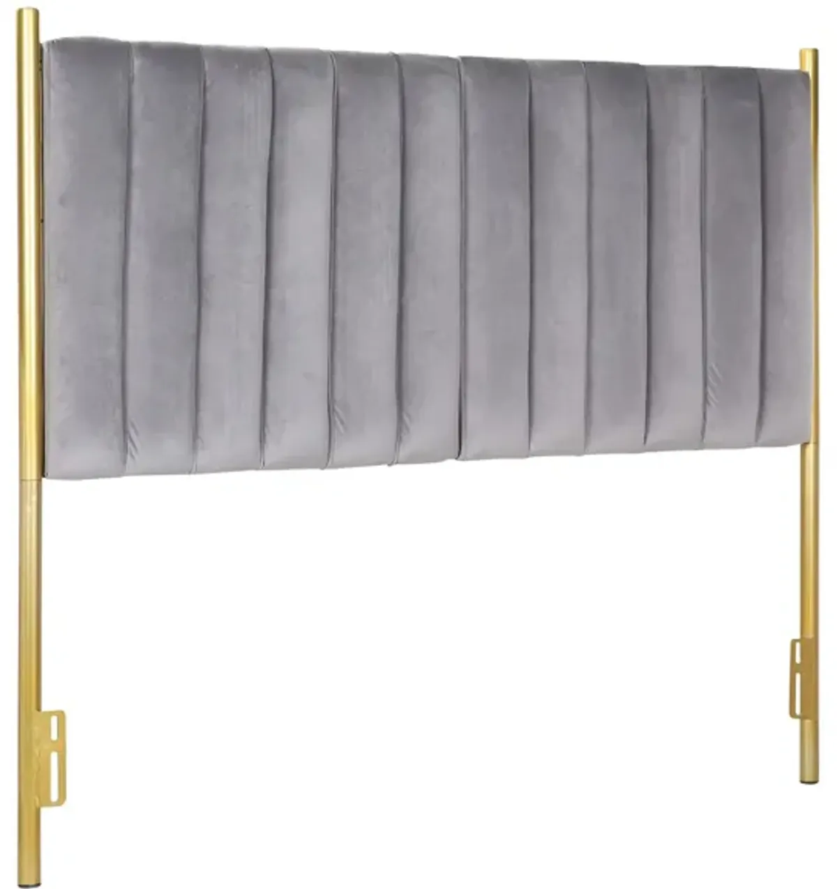 Chloe Upholstered Headboard in Gold Metal, Grey Velvet by Lumisource