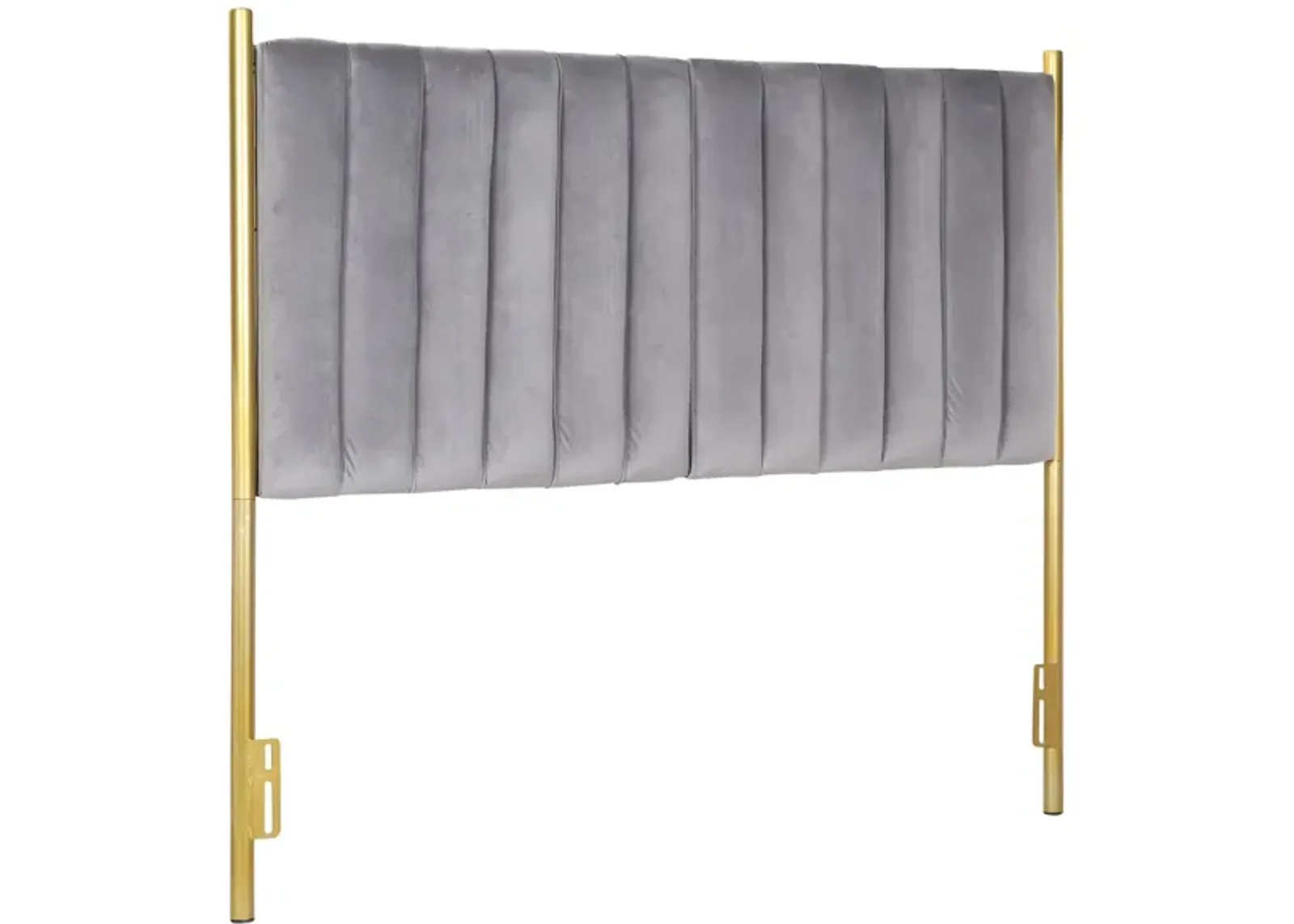 Chloe Upholstered Headboard in Gold Metal, Grey Velvet by Lumisource