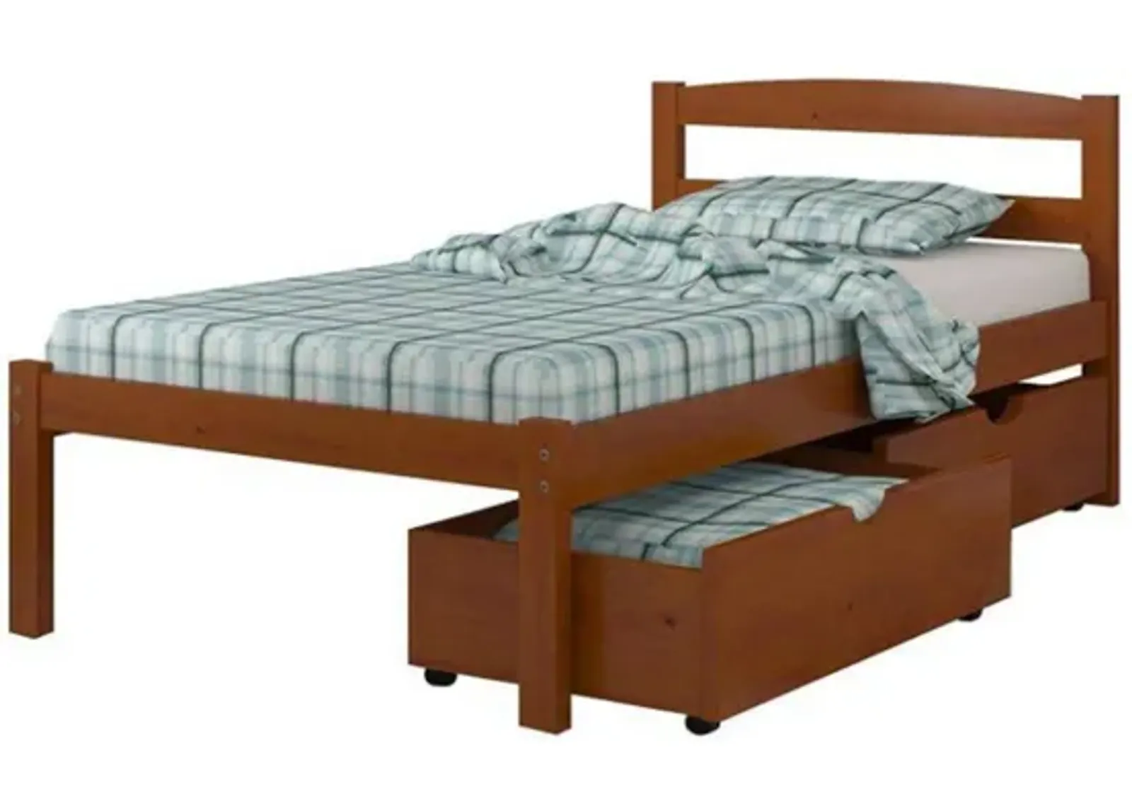 Econo Scandinavian Bed with Dual Underbed Drawers in Espresso by Donco Trading