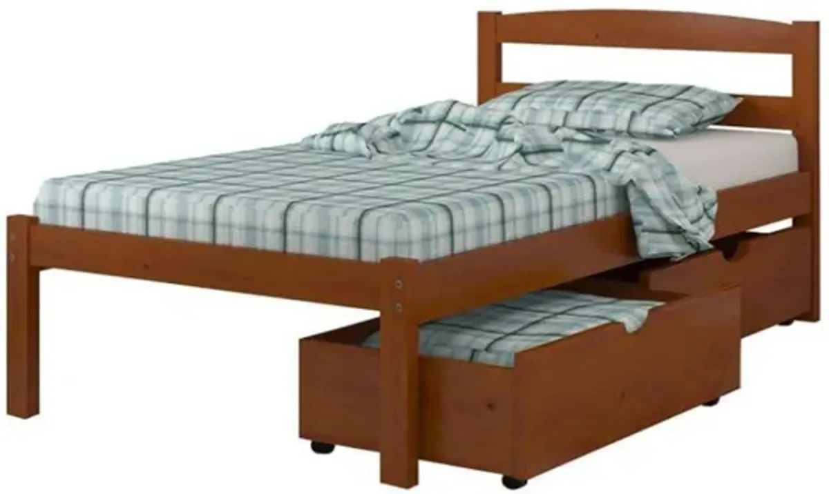 Econo Scandinavian Bed with Dual Underbed Drawers in Espresso by Donco Trading