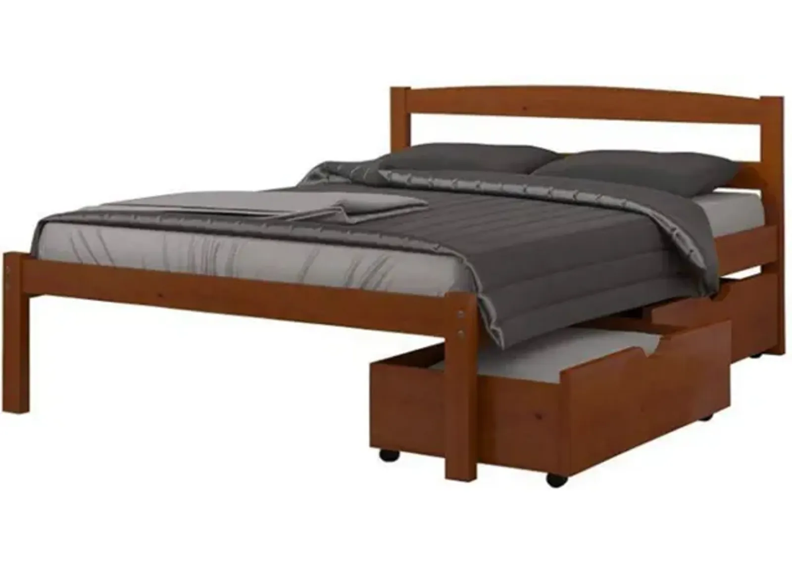 Econo Scandinavian Bed with Dual Underbed Drawers in Espresso by Donco Trading