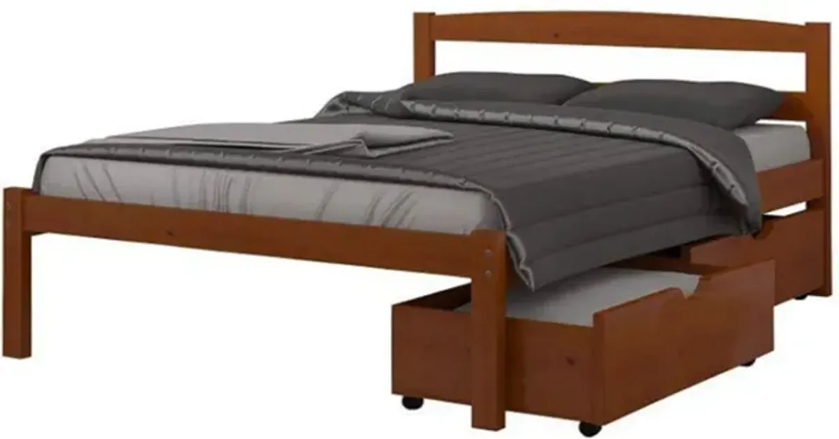 Econo Scandinavian Bed with Dual Underbed Drawers in Espresso by Donco Trading