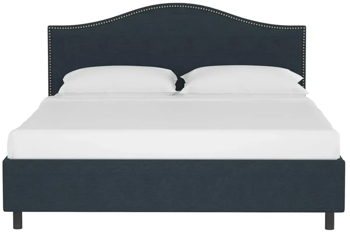 Alexander Platform Bed in Linen Navy by Skyline