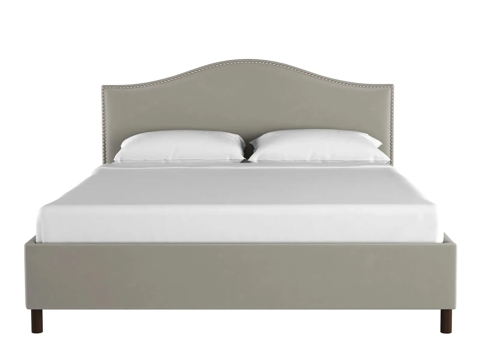 Alexander Platform Bed in Velvet Light Gray by Skyline