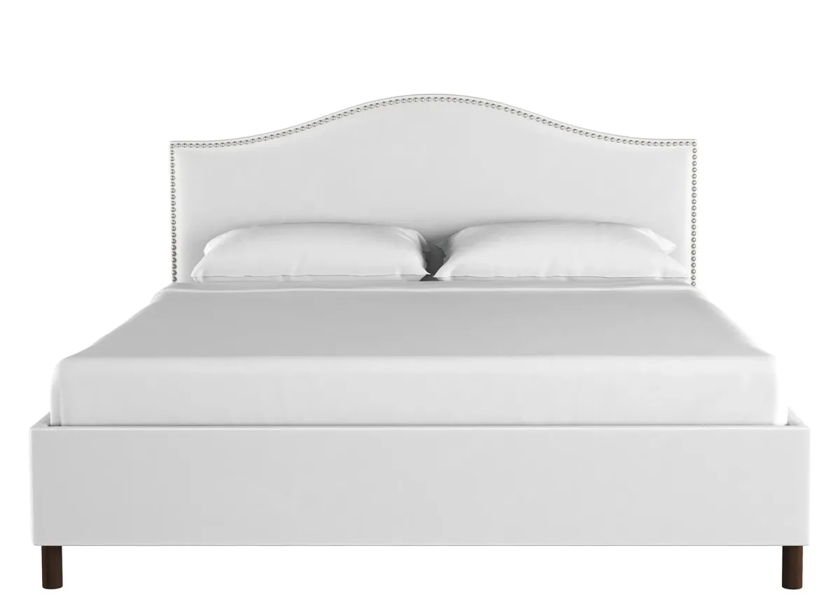 Alexander Platform Bed in Velvet White by Skyline