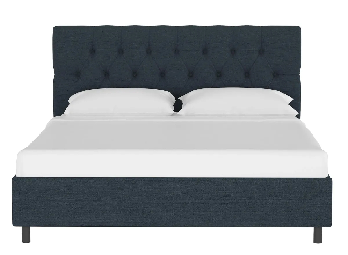 Blanchard Platform Bed in Linen Navy by Skyline