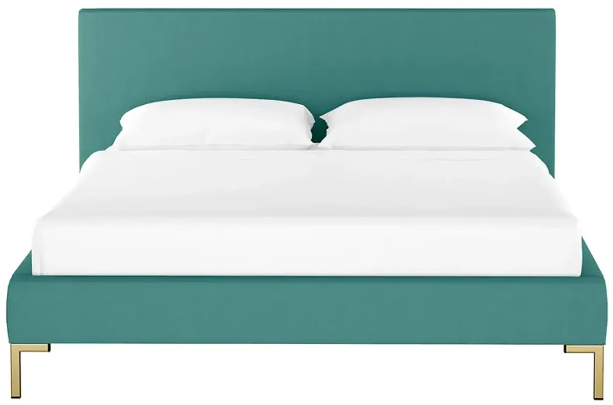 Malin Platform Bed in Linen Laguna by Skyline