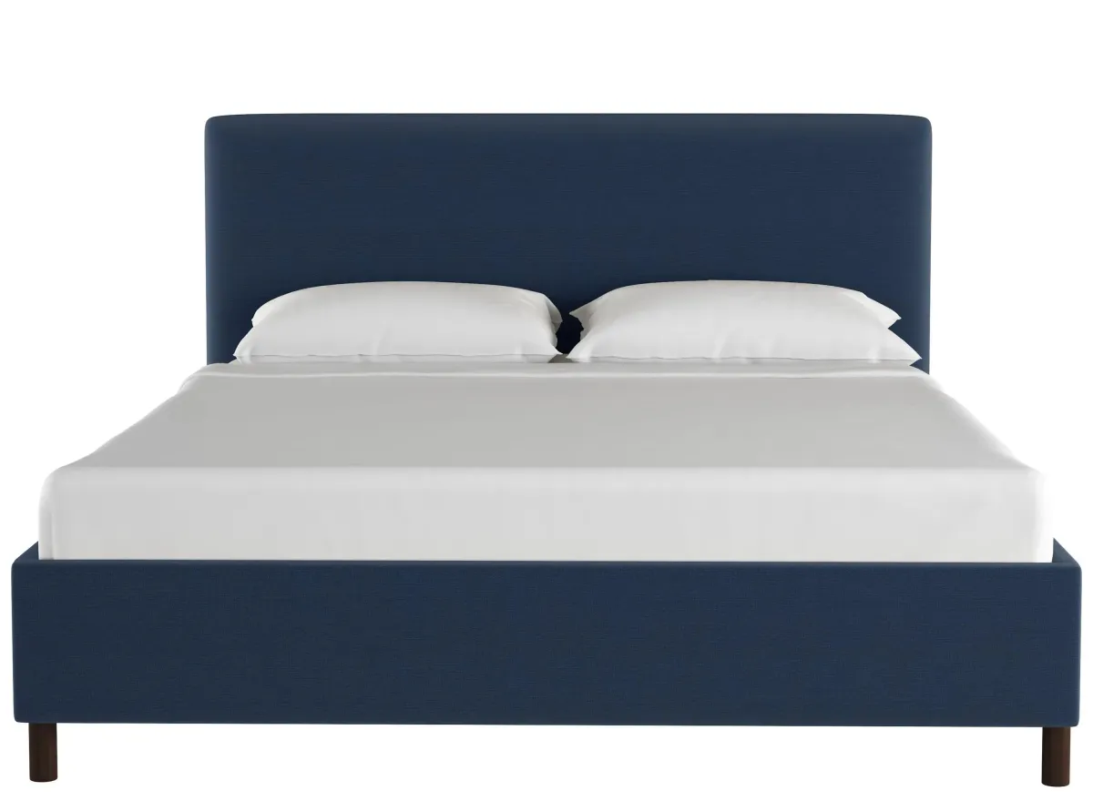 Valerie Platform Bed in Linen Navy by Skyline