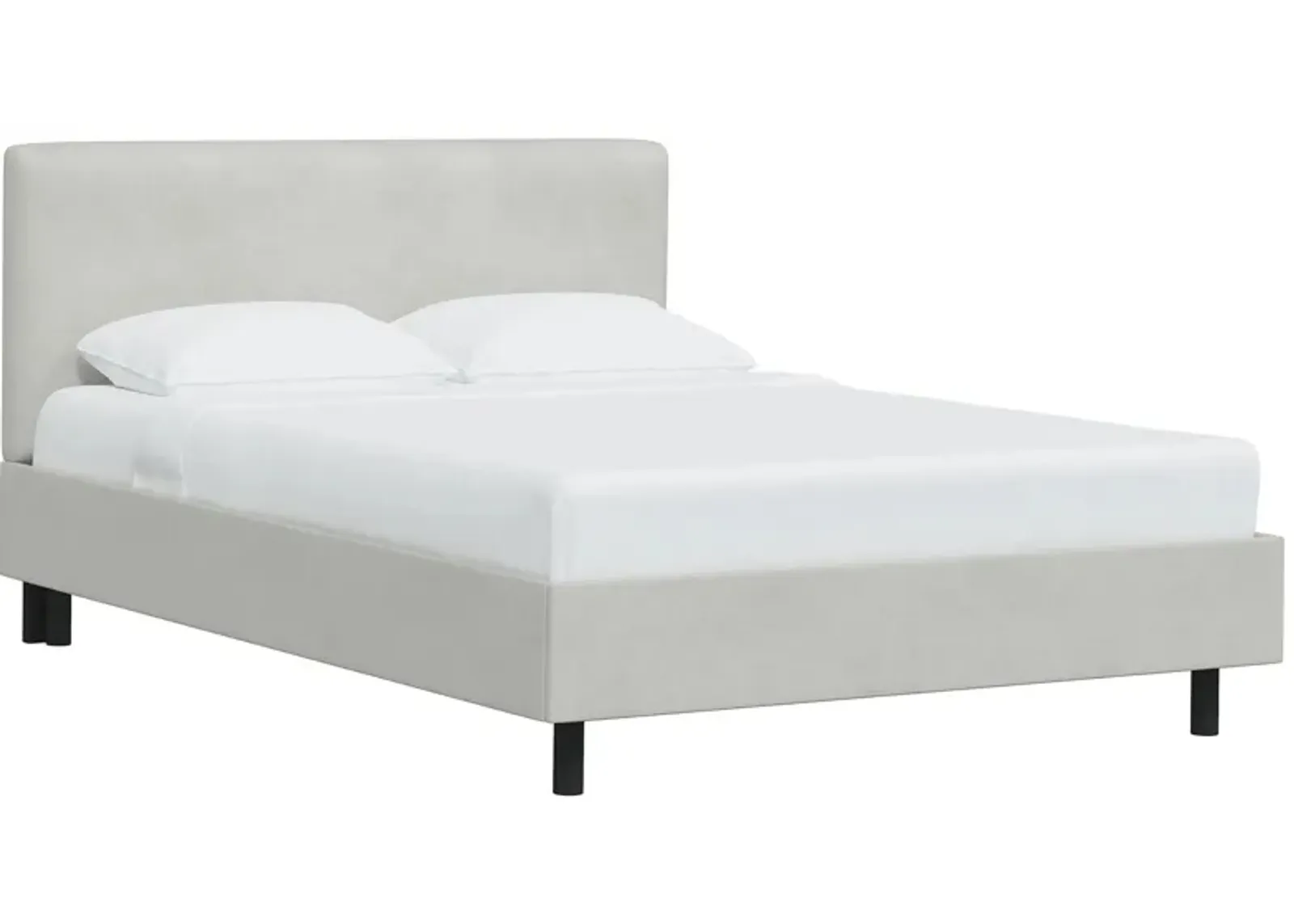 Valerie Platform Bed in Velvet Light Gray by Skyline