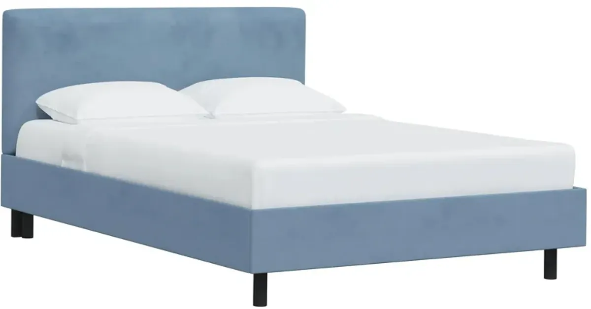 Valerie Platform Bed in Velvet Ocean by Skyline