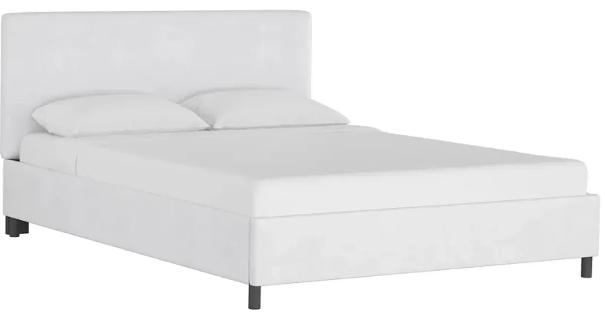 Valerie Platform Bed in Velvet White by Skyline