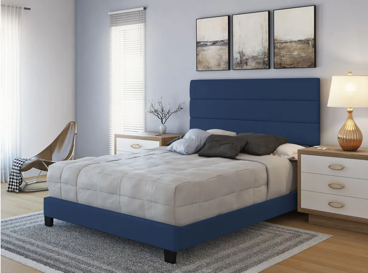 Parker Faux Leather Platform Bed in Blue by Boyd Flotation