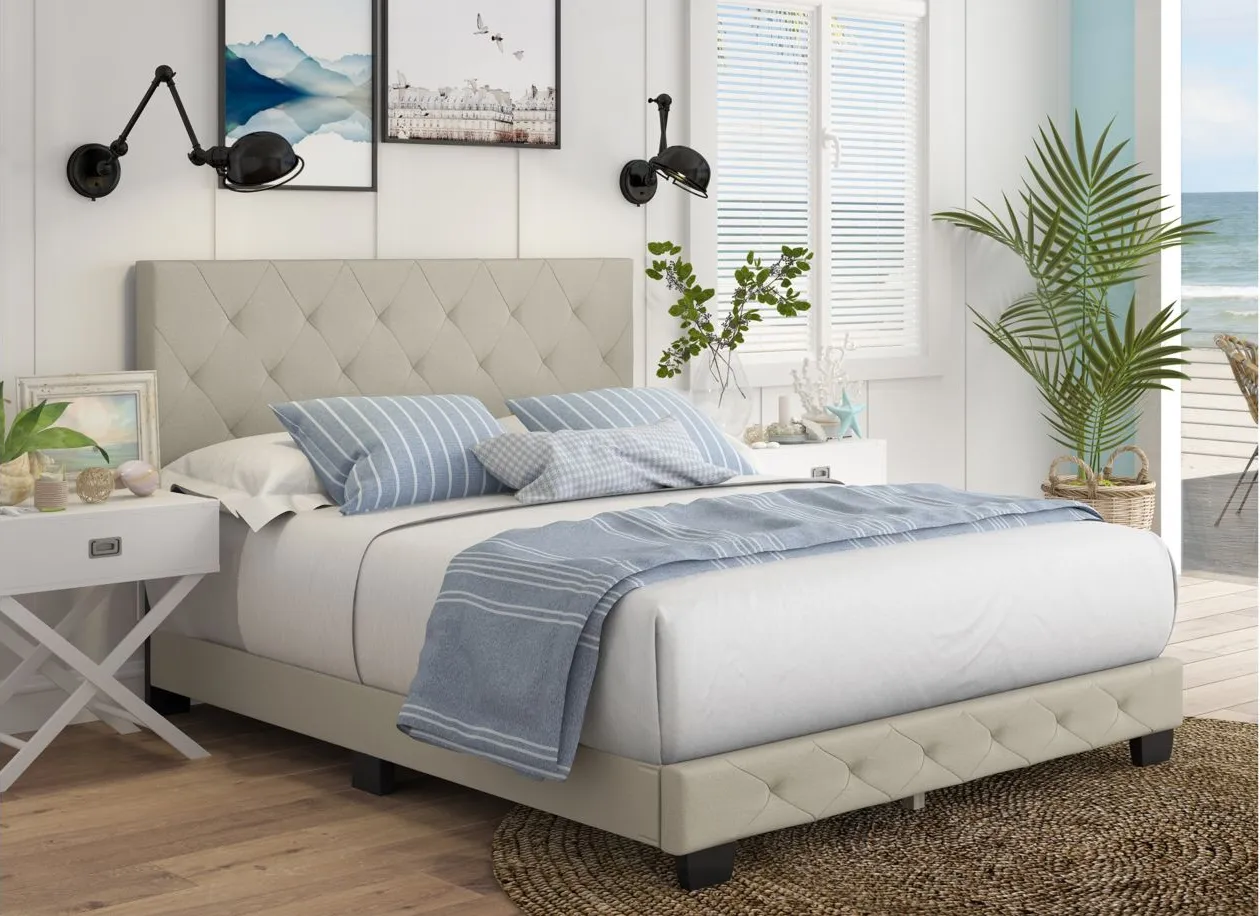 Caldwell Fabric Platform Bed in Eggshell by Boyd Flotation