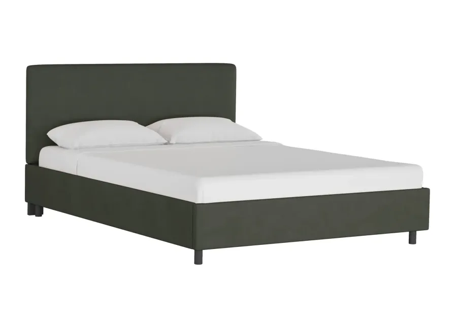 Valerie Platform Bed in Velvet Pewter by Skyline