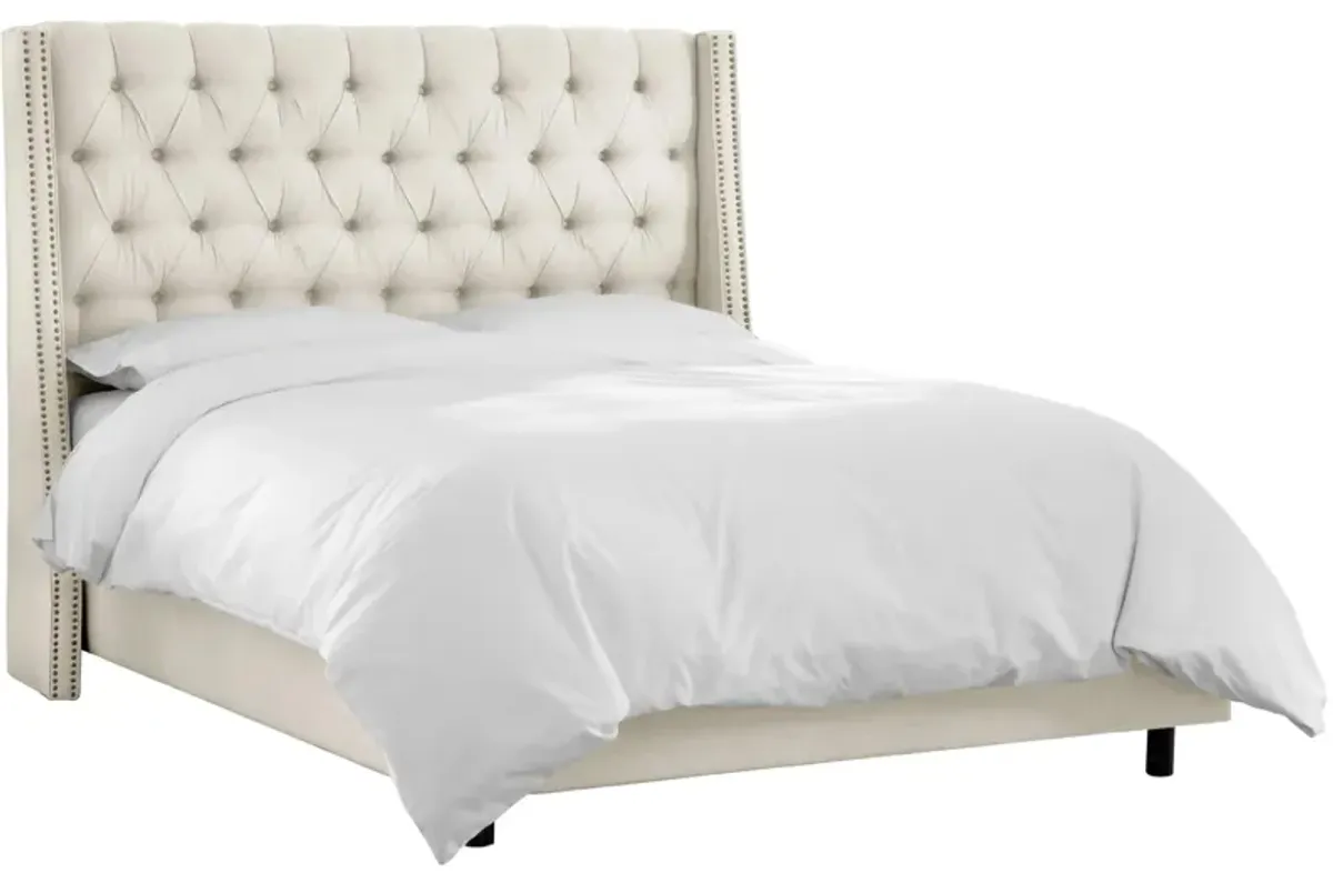 Sheridan Wingback Bed in Linen Talc by Skyline