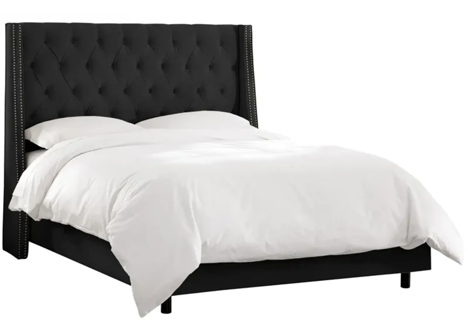 Sheridan Wingback Bed in Velvet Black by Skyline